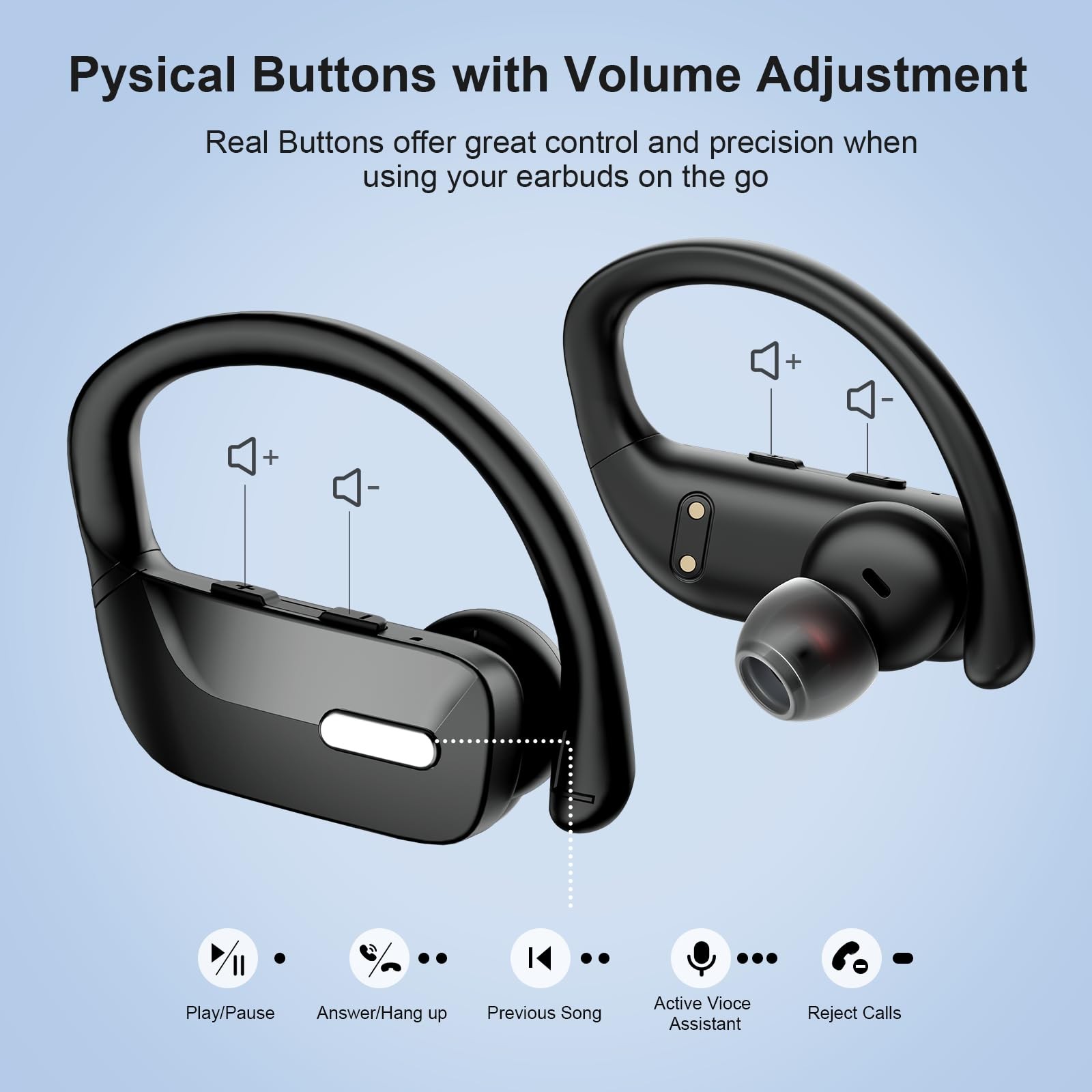 Wireless Earbuds Bluetooth Earphones 48H Bluetooth Waterproof Sport Running B...