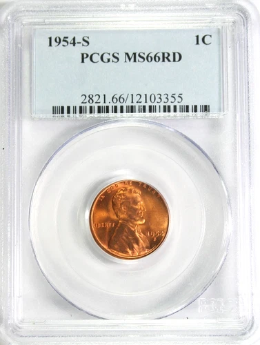 1954-S Lincoln Cent PCGS MS66 RD #GA6-55