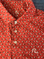 Rhoback The Lab Polo Shirt Mens Large Dog Print Performance Red Stretch