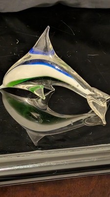 EVERYONE LOVES ''LOVE DOLPHIN'' NAUTICAL COLORS, MURANO, ITALY. 6.5'' X 4''. BEAUTY!