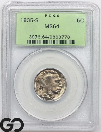1935-S Buffalo Nickel PCGS MS 64 ** Old Generation Green Label!