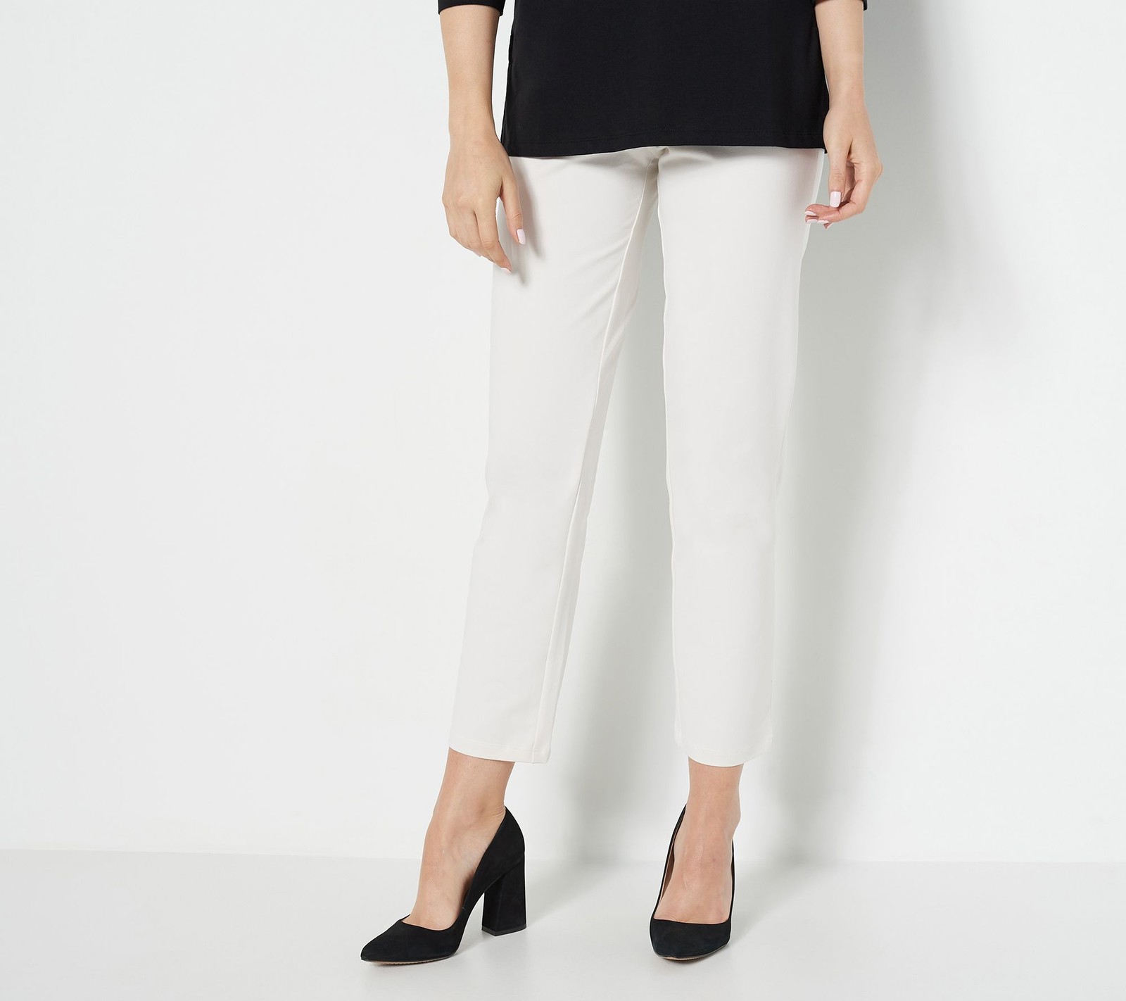 Susan Graver Women's Petite Pants PXS Weekend Premium Stretch Slim White A454586
