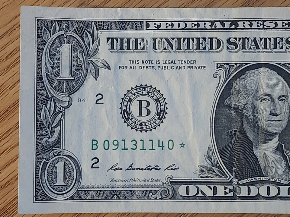 RARE-ERROR DC  2013 B Duplicate $1 Star Note Serial # B 09131140* - Image 3 of 4