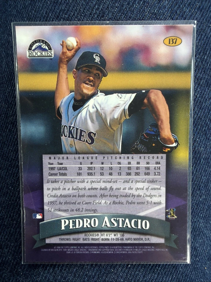 1998 Topps Finest - Pedro Astacio #137 Refractor Colorado Rockies - Image 2 of 2