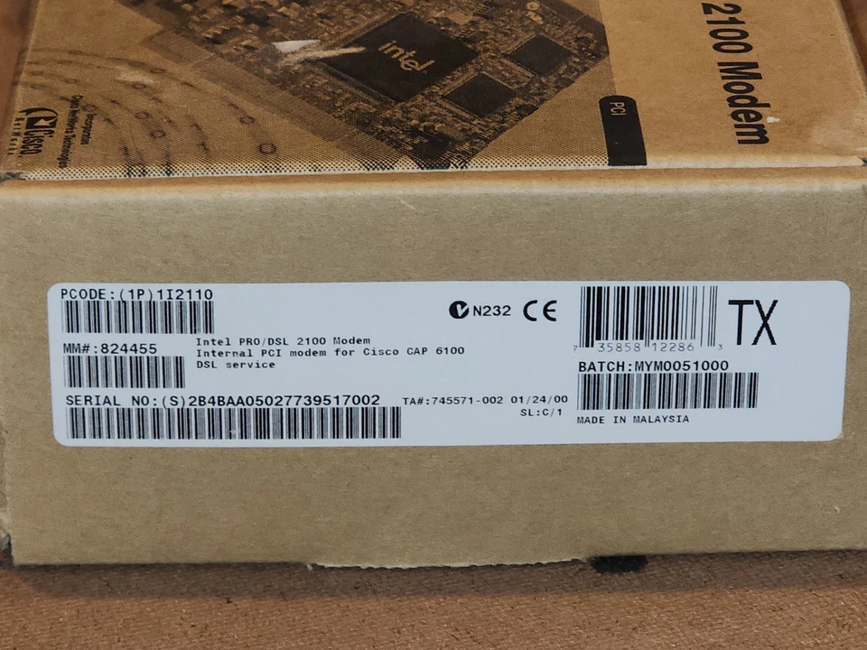 INTEL PRO/DSL 2100 MODEM PCI HIGH SPEED INSTANTLY CISCO #824455 BRAND NEW - Image 2 of 4