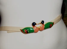 VTG 80's Wms DOTTY SMITH Skinny Belt w/ Cloissonne Mallard DUCK Buckle Preppy M