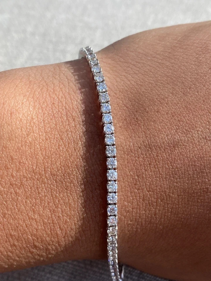 3 Ct Lab Grown Diamond Tennis Bracelet E VS1 14K White Gold Over 7.5" - Image 2 of 4