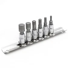 DAKCOS 6Pcs Spline Socket Set, 1/4" Drive, XZN Triple Square Bit Set, S2 Steel