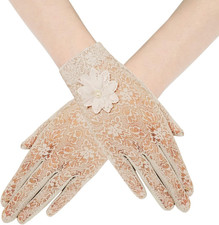 Floral Lace Gloves for Wedding Opera Party 1920S Flapper Lace Gloves Stretchy