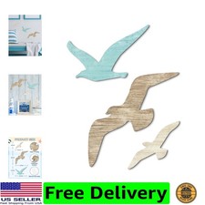 3pcs Wood Seagull Wall Decor Wooden Beach Wall Decor Coastal Theme Wall Art S...