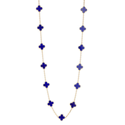Van Cleef & Arpels Vintage Alhambra 18k Gelbgold Lapislazuli Halskette