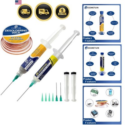 Solder Paste Sn63/Pb37 30G & No Clean Soldering Flux10cc for Electronic Solde...
