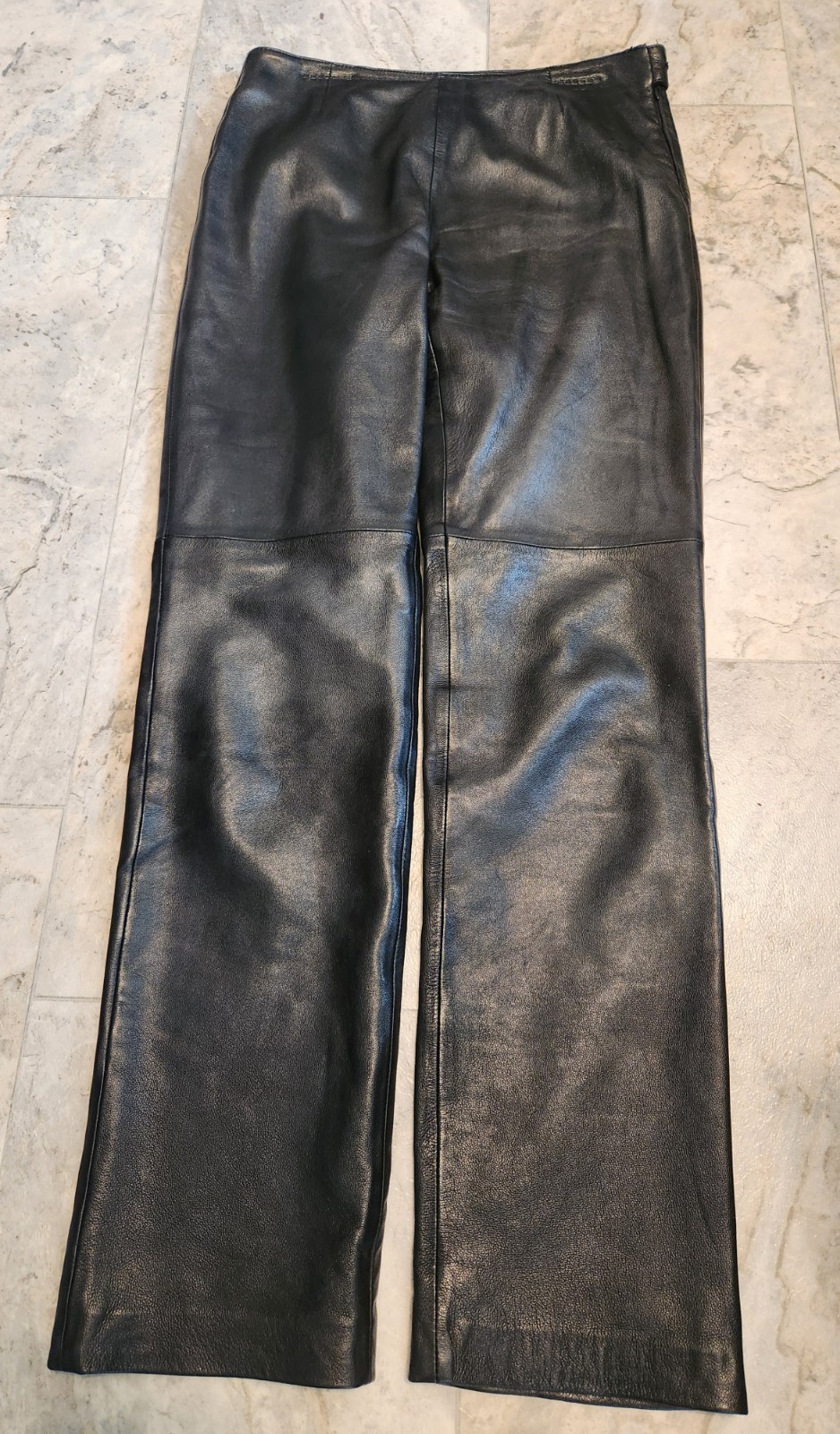 Vintage Hugo Buscati Leather Pants Womens Slim Leg Black Size 2 Petite