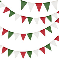 Wimpelkette Outdoor Rot GrüN Weiß, 12M Wimpelkette Zum Weihnachten, Girlande Gar