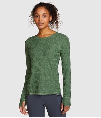 Eddie Bauer Resolution Textured Long Sleeve Activewear Shirt Green Seapine Large