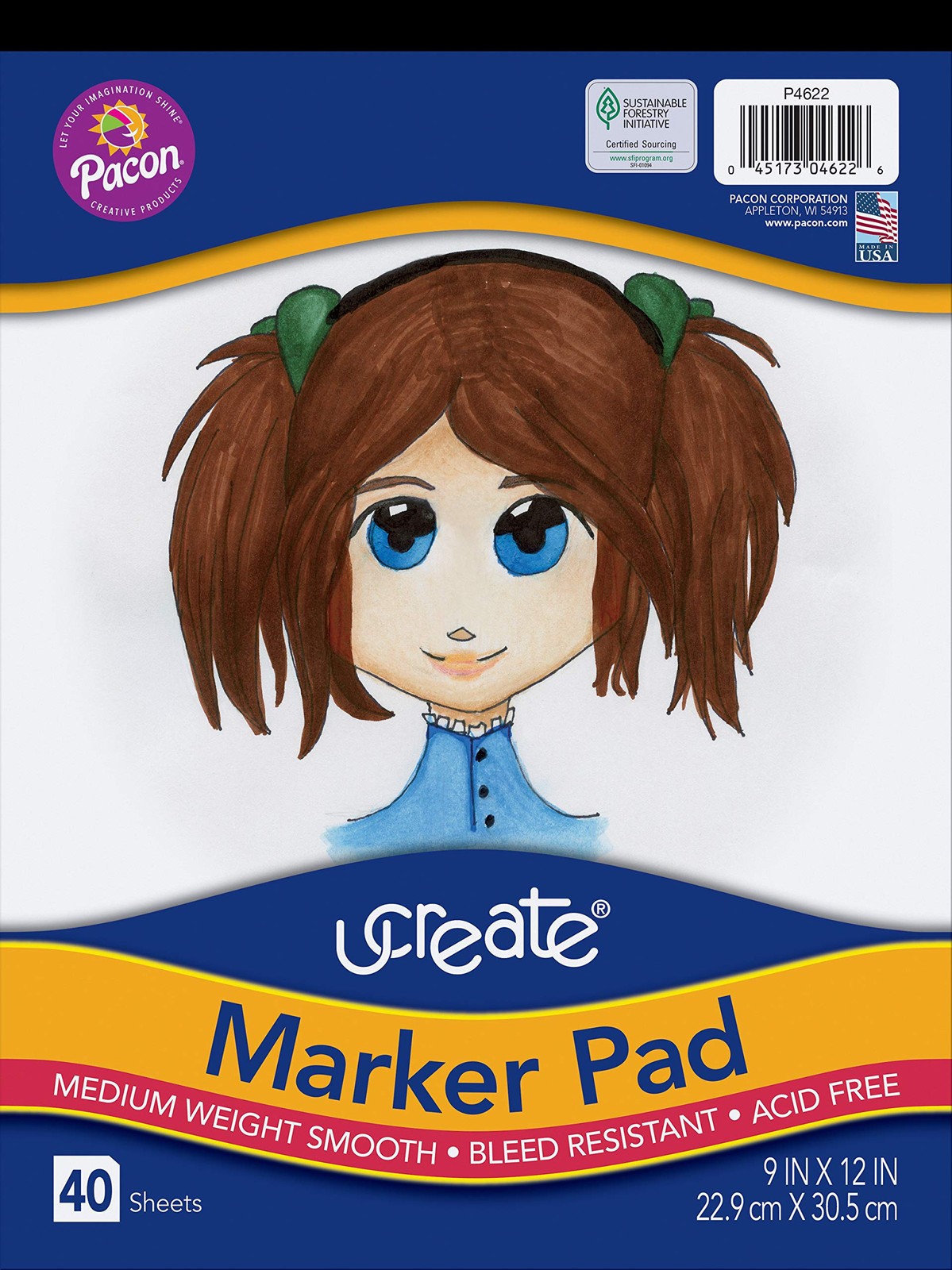 Pacon Marker Pad White 9 x 12 Inch 40 Sheets Art Paper Drawing Sketching