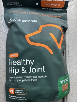 Vetriscience Healthy Hip & Joint Glucosamine Supplements For Dogs, Wit New