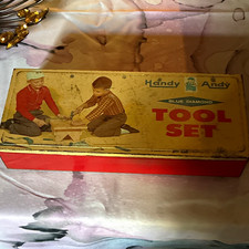 Skil-Craft Handy Andy Blue Diamond Tool Set in Vintage Metal Tin Tool Box