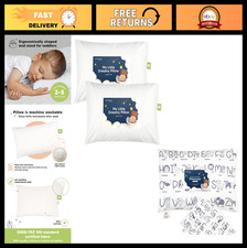 Soft Organic Cotton Toddler Pillows 2-Pack with Pillowcases - 13x18 Kids Sleep P