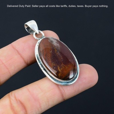 Oval Red Mookaite Stone Sterling Silver Handcrafted Mother New Pendant Jewelry