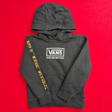 Vans Kids Black Flame Sleeve Off The Wall Pullover Hoodie Logo Sweatshirt Size L