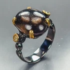 GEM 12 ct+ Natural Cat's Eye Sunstone Ring 925 Sterling Silver Size 9 /R480353