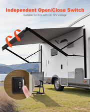 18FT Motorized RV Awning Retractable Camper Trailer Awning Black Fade