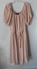 Mlle Gabrielle Peach/Silver Off Shoulder Midi Dress Elastic Waist Women’s 2X
