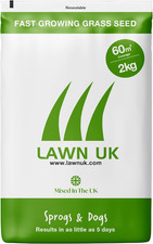 Lawn UK Hardwearing Grass Seed - Sprogs & Dogs Grass Seeds Fast Growing - 2Kg up 12.20 per kilo
