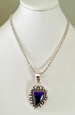 SIGNIERTE AUFGEHENDE SONNE KLEINES GELBES PFERD STERLINGSILBER AMETHYST HALSKETTE