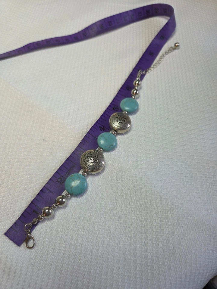 Handmade Silver Tone And Howlite Bracelet - Image 2 of 2