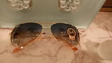 RAY-BAN RB3026, aviator sunglasses Gold frame with Blue Gradient Lens