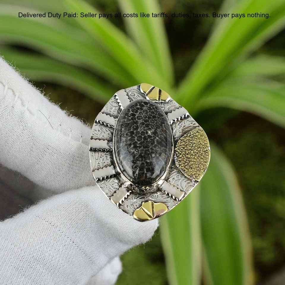 Anillo Promesa Piedra Coral Raya Venta Viernes Negro Joyería Plata de Ley 925 Foto 3 de 4