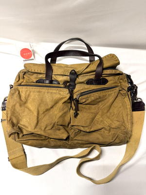 Filson 24 Hour Bag Tin Cloth Briefcase Dark Tan Made In USA Waxed