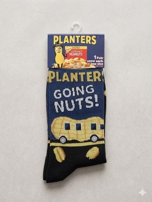 Planters Peanut Mr Peanut Planters Going Nuts! Pair of Adult Crew Socks Lot#23