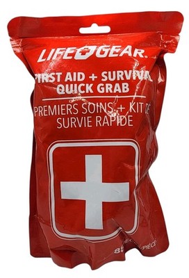 Sealed LIFE+GEAR 88-PIECE QUICK GRAB FIRST AID & SURVIVAL KIT- EXP 10/01/2028