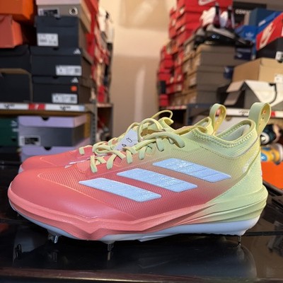 Adidas Adizero Impact 2.0 Men s Size 7 Yellow Peach Metal Baseball Cleats KI0555
