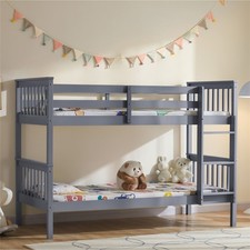 Image of Bunk Bed High Sleeper Solid Pine Wood Frame Slats Childrens Kids Single 3FT
