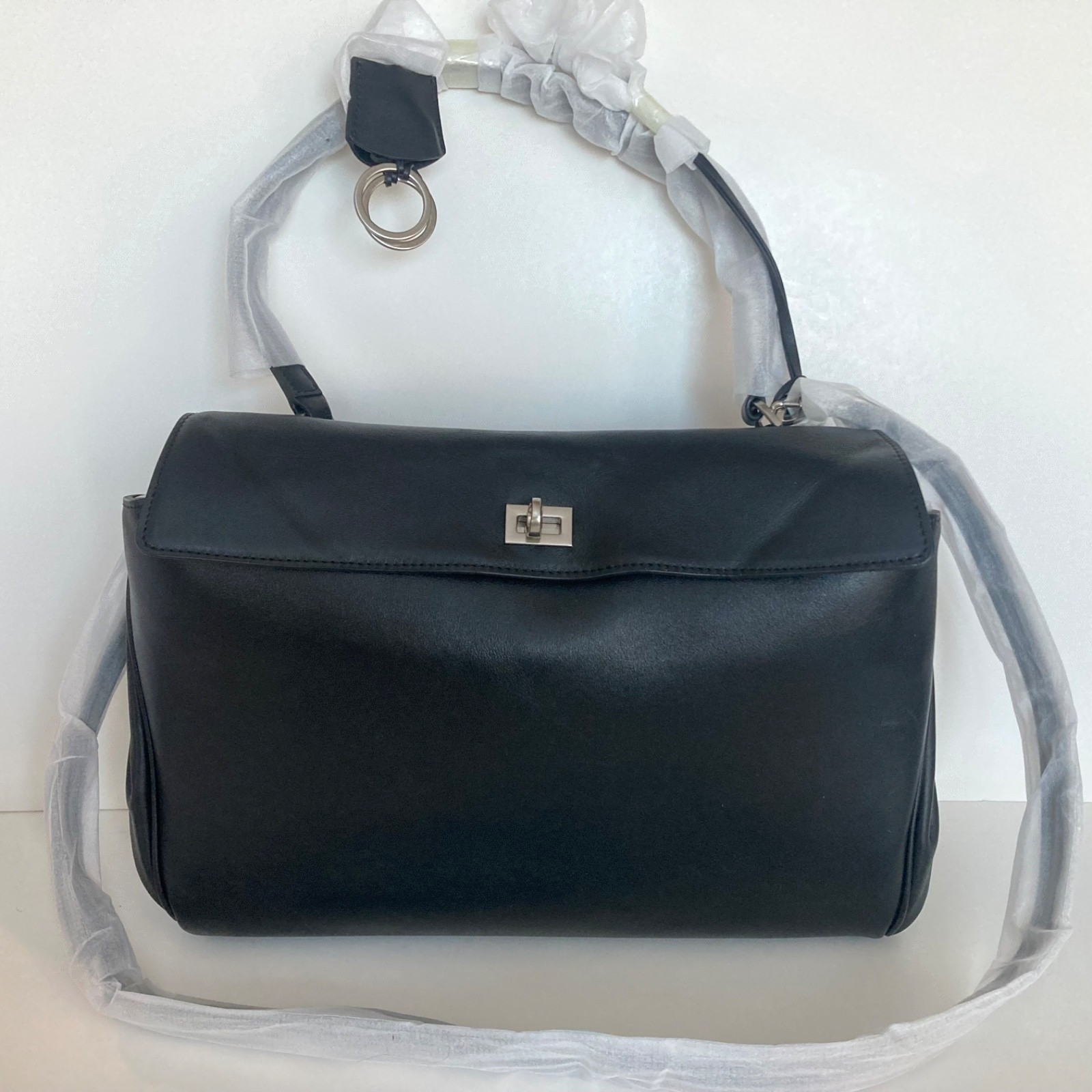 Tuscan's Firenze Black Leather Handbag w/Crossbody Strap New - Unused