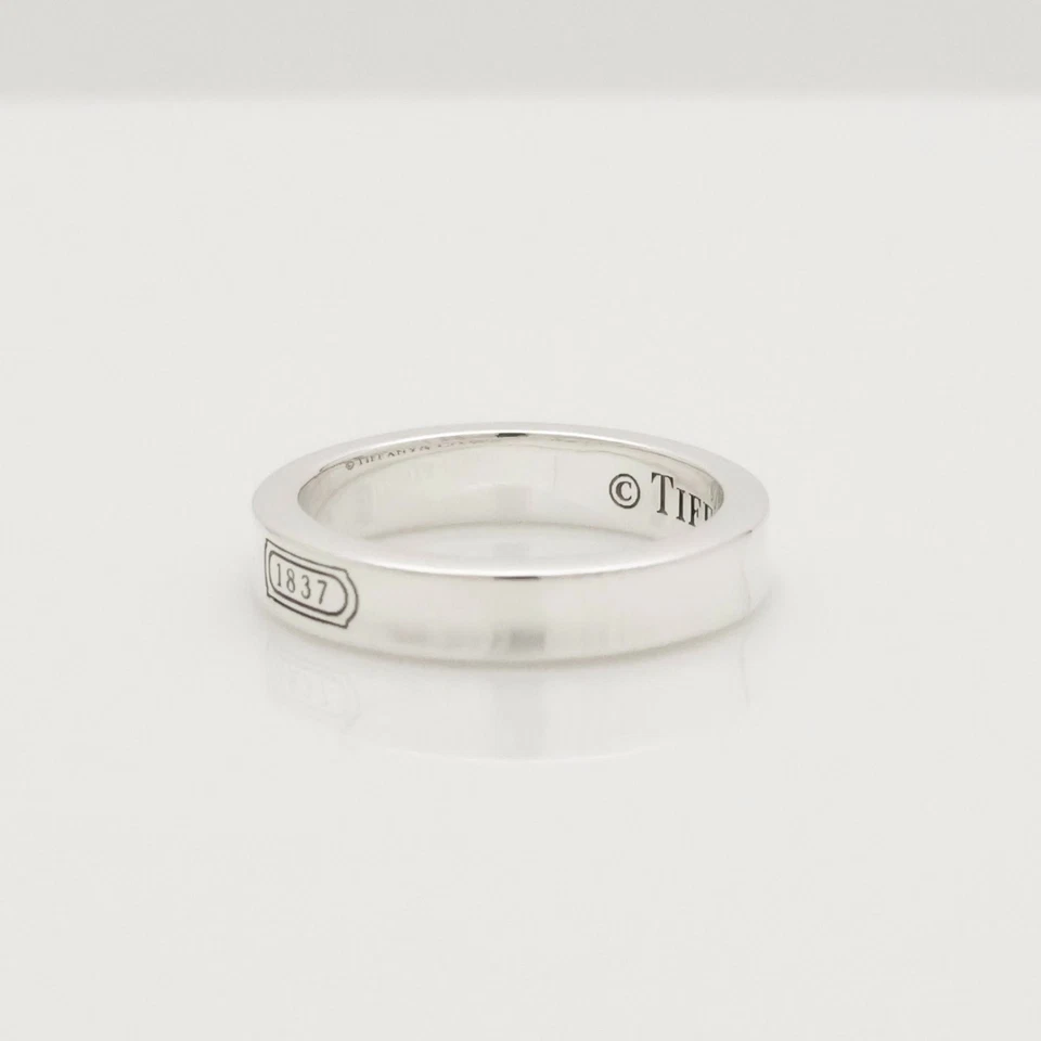 Authentic Tiffany & Co. 1837 Narrow Band Concave Ring size 4.75-5 Silver w/Pouch - Image 4 of 4