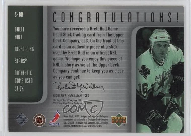 2001-02 Upper Deck MVP MVP Souvenirs Brett Hull #S-BH HOF - Image 2 of 2