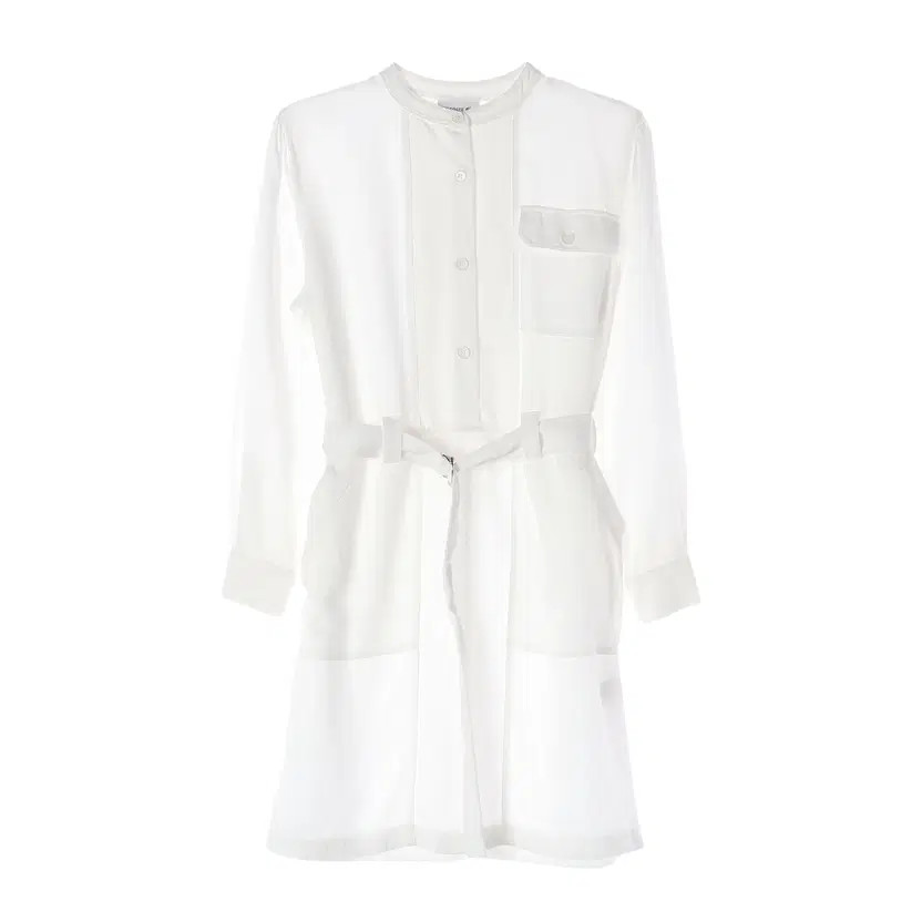 Lacoste Ivory Belted Henry Neck Dress for Women