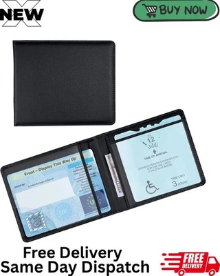 Genuine Leather Disabled Blue Badge Holder with Timer Wallet – Secured Disabilit