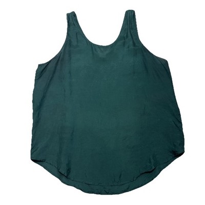 XES NY Women Silk Tank Top Green Sleeveless Blouse Large