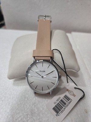 Cluse Watch Womens 38mm Gold Tone Round Dial Beige Leather Band- 