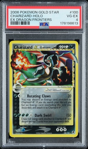 2006 POKEMON EX DRAGON FRONTIERS CHARIZARD *GOLD STAR* HOLO #100 PSA 4
