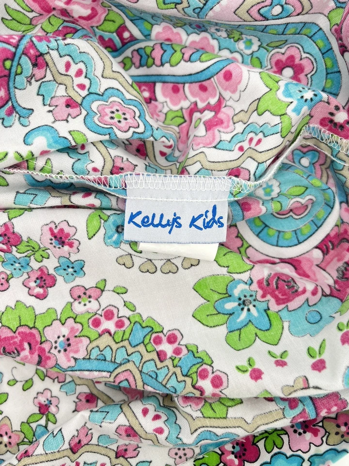Kelly's Kids blue and pink paisley sundress with bow on one shoulder size 4-5 - Image 3 of 4