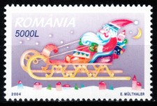 Romania 2004, Mi#5881, Sc#4684, Christmas, Santa Claus on sleigh, MNH!