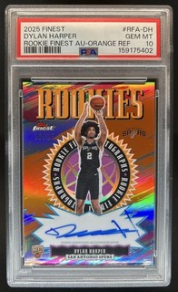 2025 26 Topps Finest Dylan Harper Rookie Auto RC Orange Refractor #/25 PSA 10