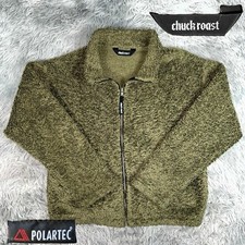 Vintage 90  s CHUCK ROAST Polartec Olive Green Silken Deep Pile Fleece USA Jacket